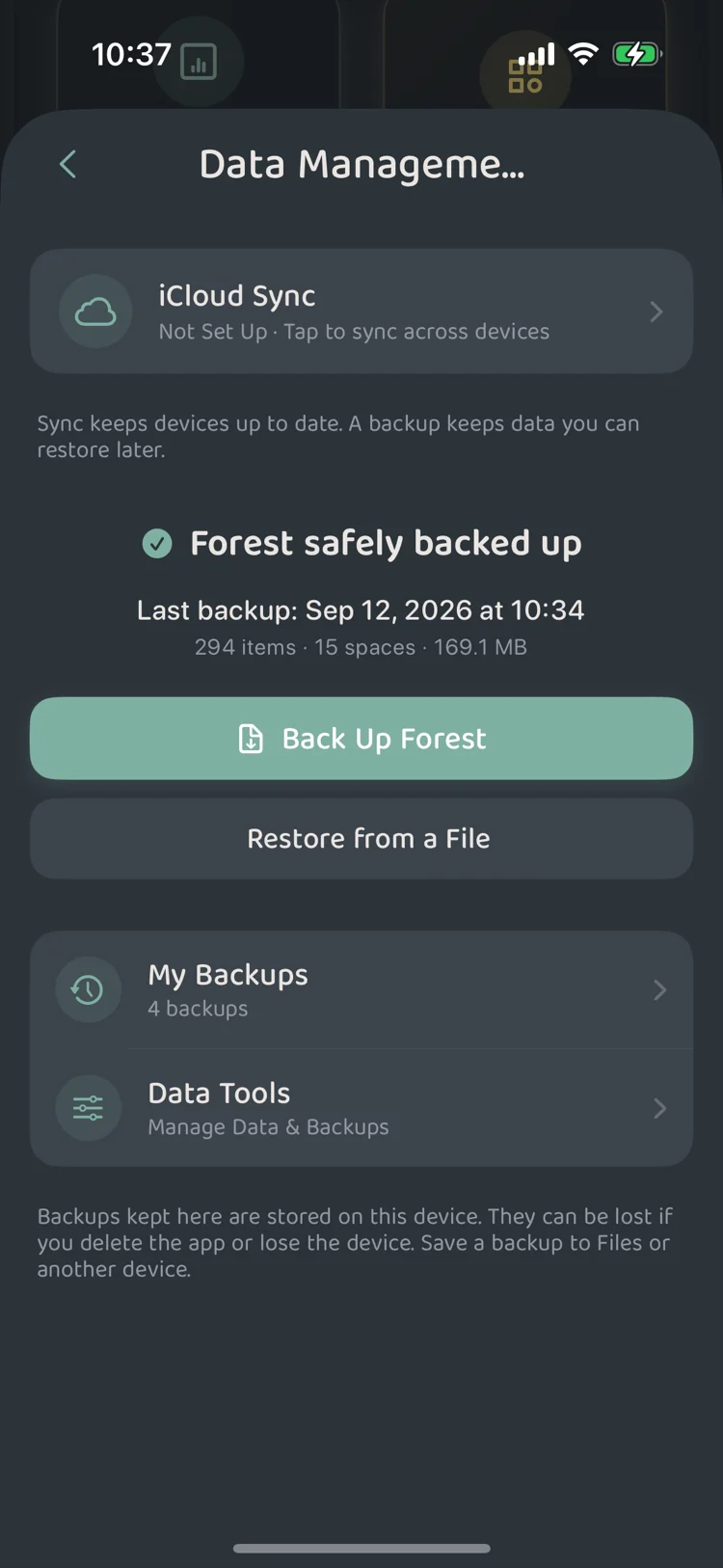 Data Management home dashboard