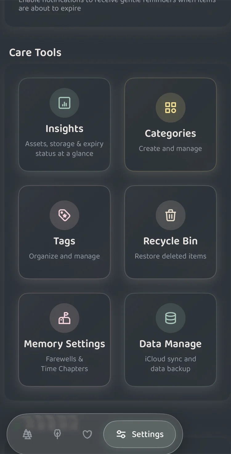 Forest Care Toolbox entry on the More page
