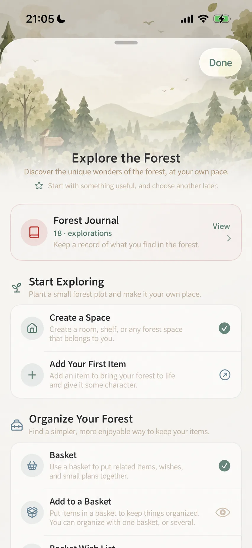 Explore Forest main overview sheet