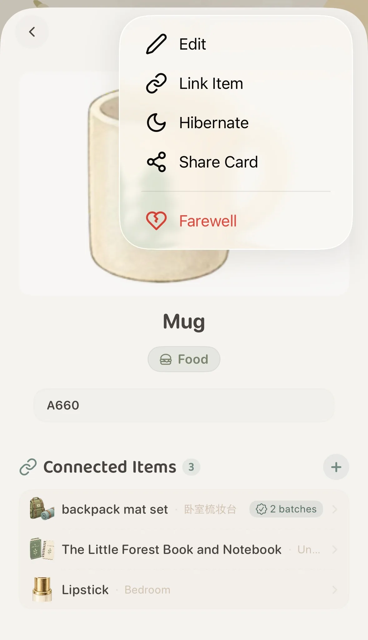Select Hibernate from the top-right menu on the item detail page
